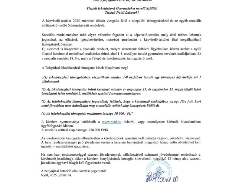 Iskolakezd&eacute;si t&aacute;mogat&aacute;s