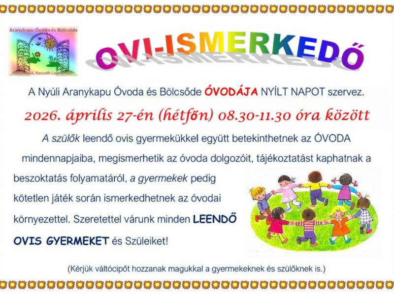 Ny&uacute;li Aranykapu &Oacute;voda &eacute;s B&ouml;lcsőde H&iacute;rei